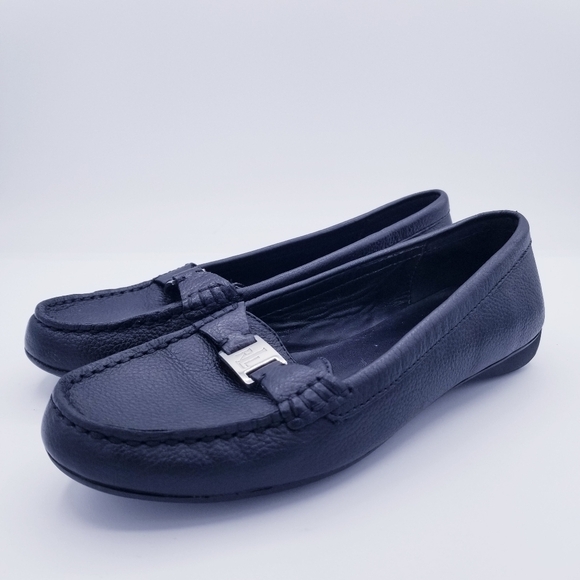 Ralph Lauren Careigh Black Leather Loafers, size 7 - Picture 1 of 13